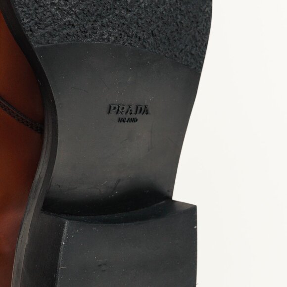 Prada Bruciato Bright Calf Leather Round Toe Penny Loafers - Picture 5 of 11